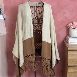 ASOS Cream Knit Shawl with Fringe